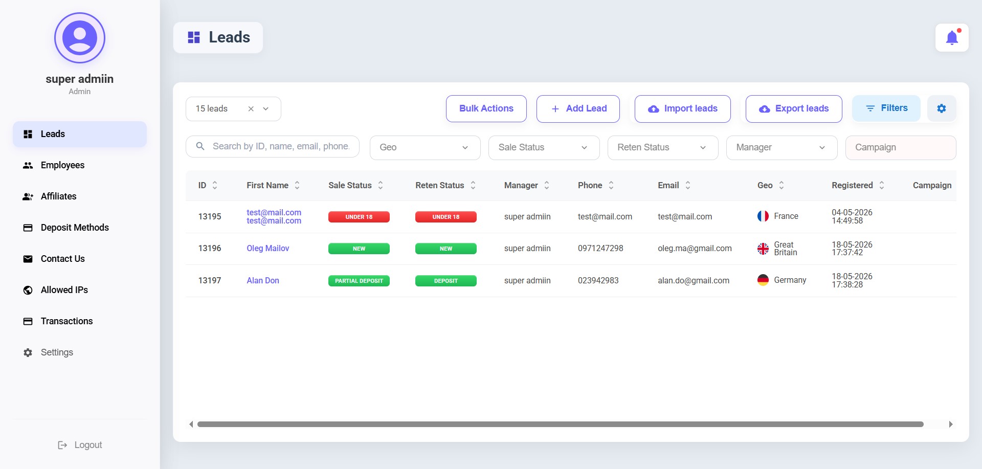 SYP IT CRM dashboard preview